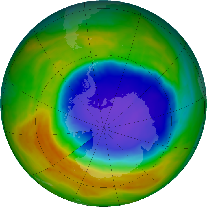 Antarctic ozone map for 22 October 2014